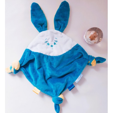 Doudou Lapinou vert émeraude et jaune d'or